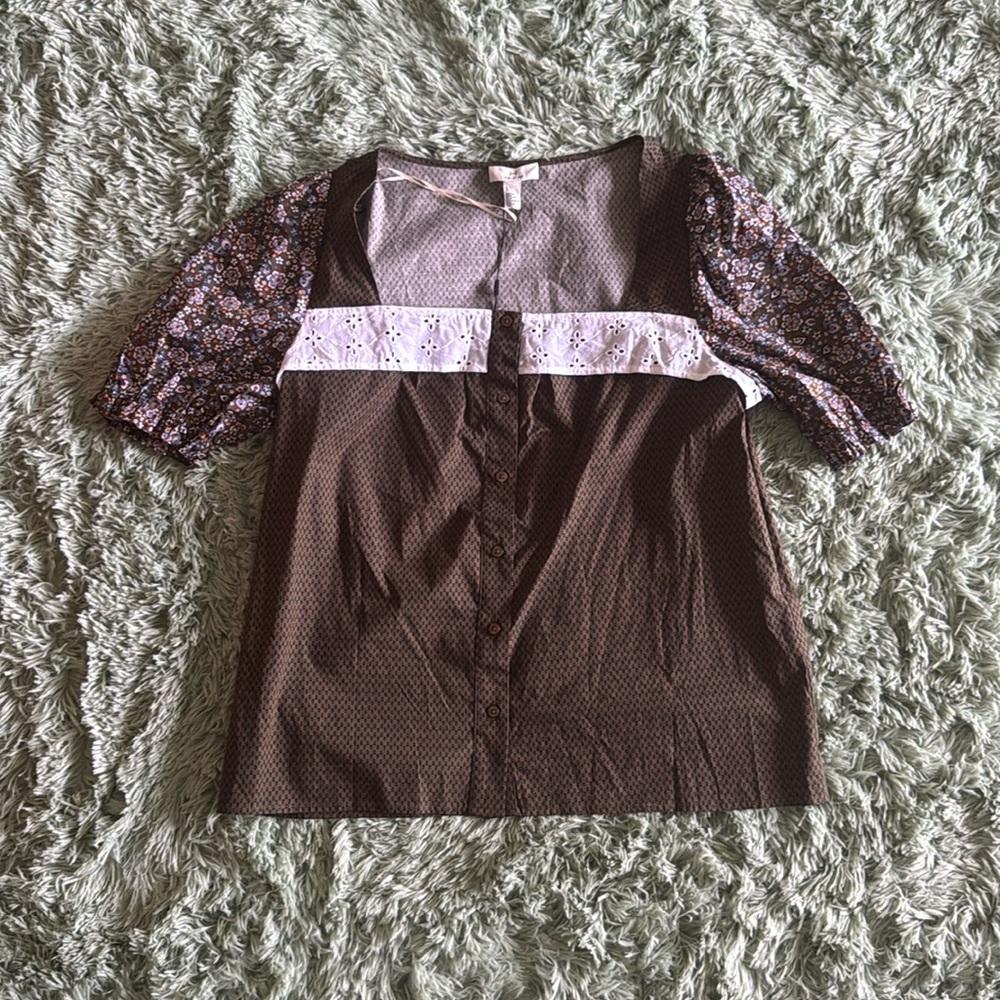 Halston Floral Print Button Down